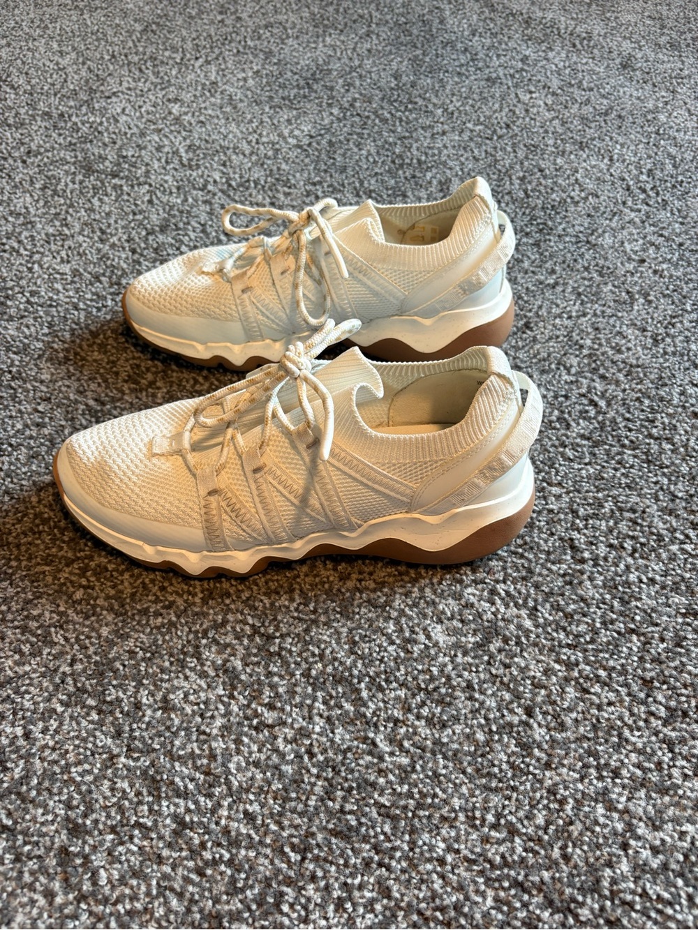 Madewell Women’s Cream Knit Lace-Up Sneakers with Tan Platform